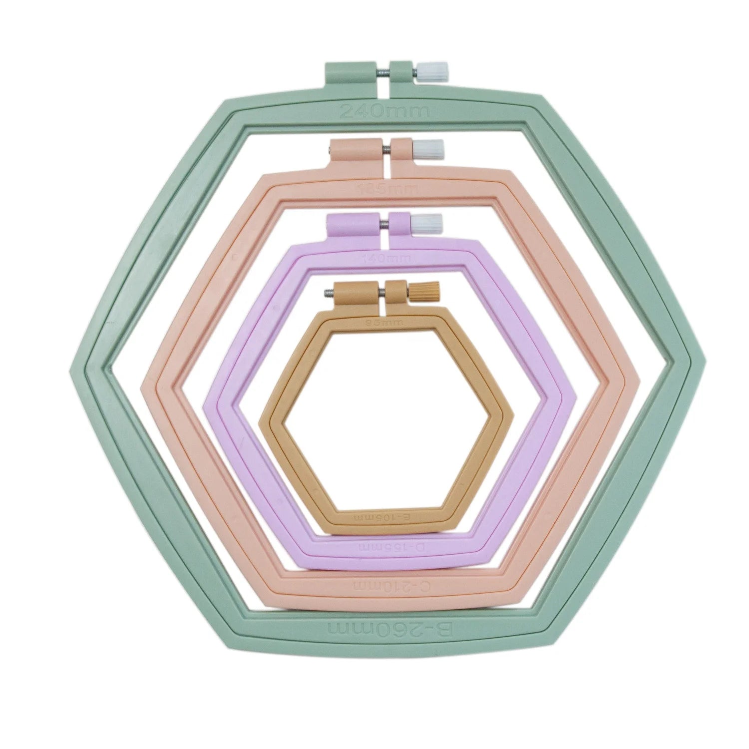 Hexagon Embroidery Hoops Colorful Plastic Circle Cross Stitch Hoop Ring 4 Sizes