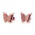 Fashion Press Sand Frosted Butterfly Earrings Texture Double Stainless Steel Rose Gold Earrings