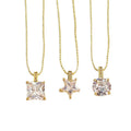 NZ1374 Chic Micro Pave Square Heart Star Pendant Necklace Simple Bling Diamond Religious Mainly Made Brass Cubic Zirconia CZ