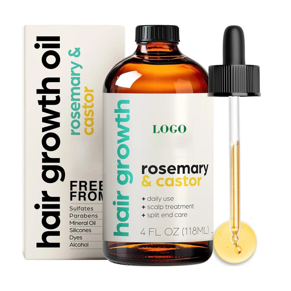 Organic Rosemary Castor Oil Hair Oil Nourishes and Cares for Dry Damaged Hair Split Ends and Healthy