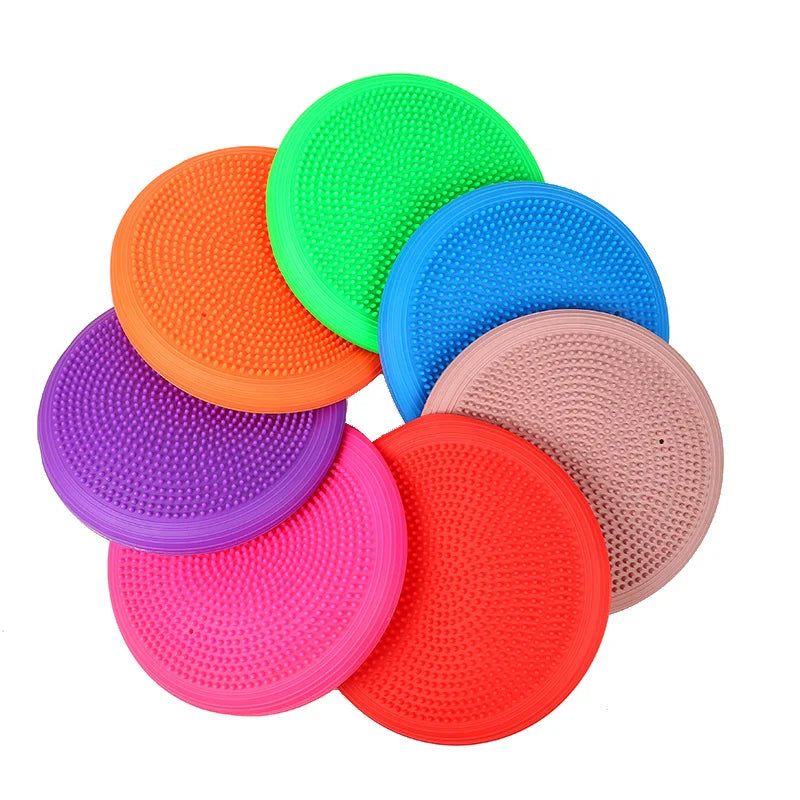 Pink PVC Customized Logo Yoga Balance Cushion Exercise Disc 33cm Diameter Non-Toxic Non-Slip