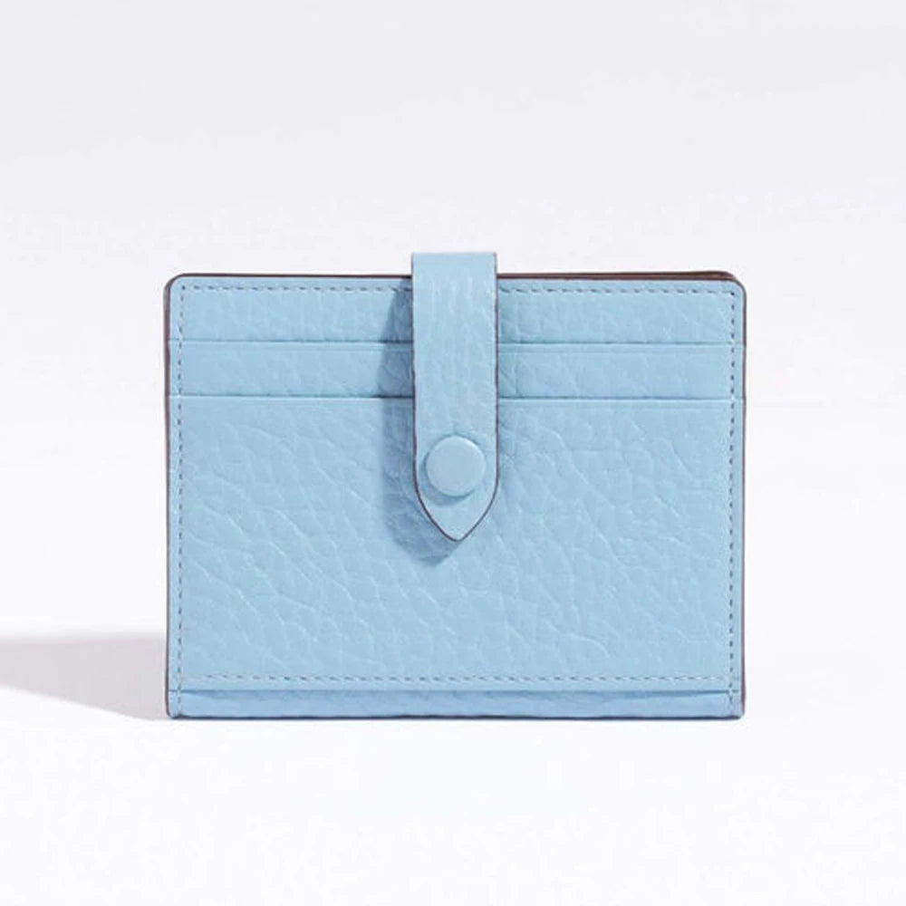 Minimalist Button Closure Slim Cardholder Handmade Genuine Leather ID Credit Card Holder Luxury Card Sleeve Graded Card case