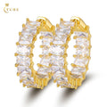 Trendy Wholesale Jewelry 18K Gold Plated Brass Prong Baguette Zircon Diamond Big Hoop Monki Earrings for Men Women
