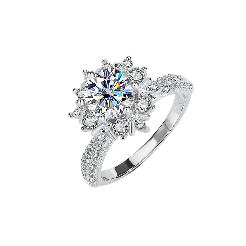 Factory Wholesale 1Carat Custom Moissanite Cluster Moissanite Ring Iced Out Moissanite Wedding Bands Jewelry for Women