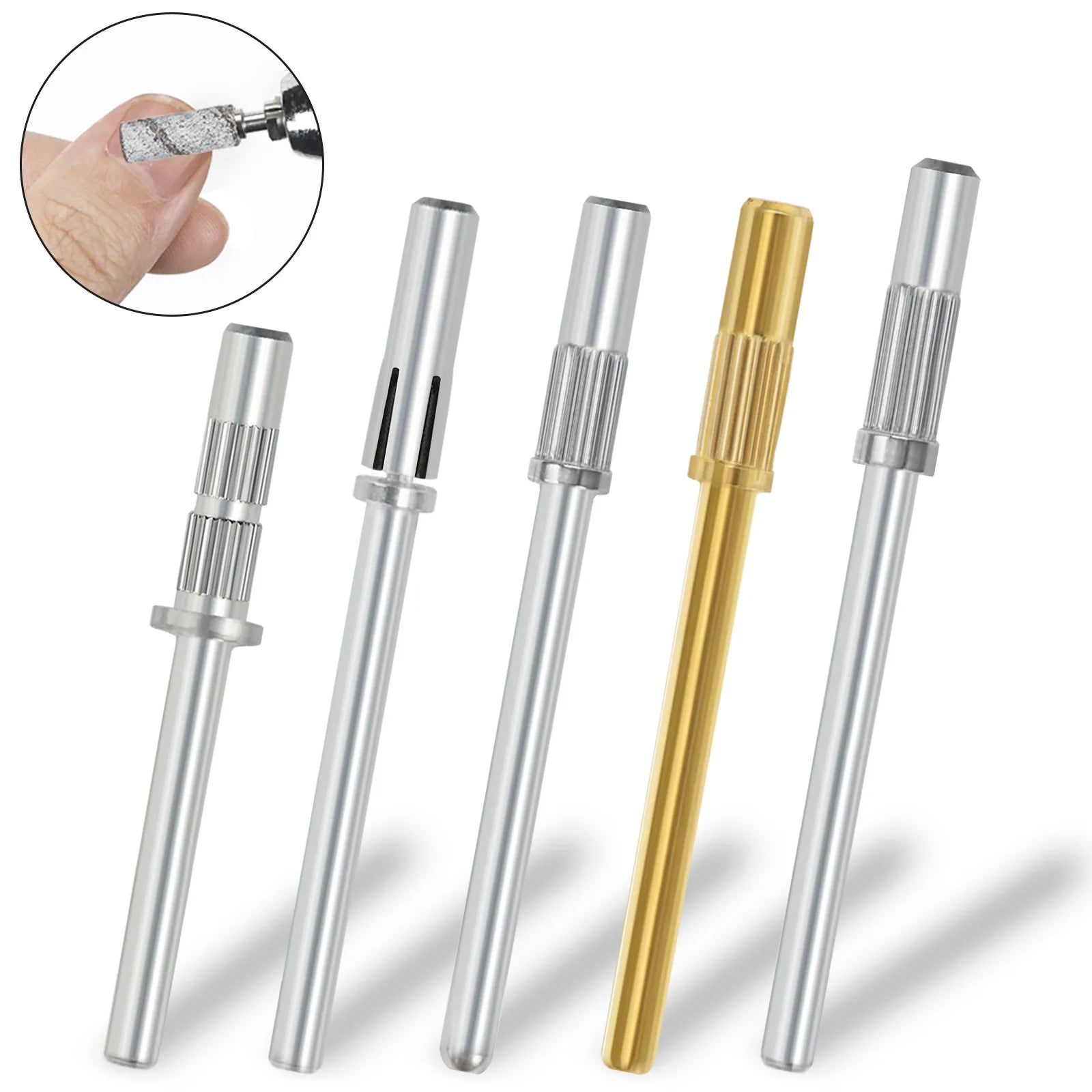 Gold and Silver Mini Barrel Bit Efile Stainless Steel Nail Drill Bits to Remove Gel Polish Drill Bits for Nails