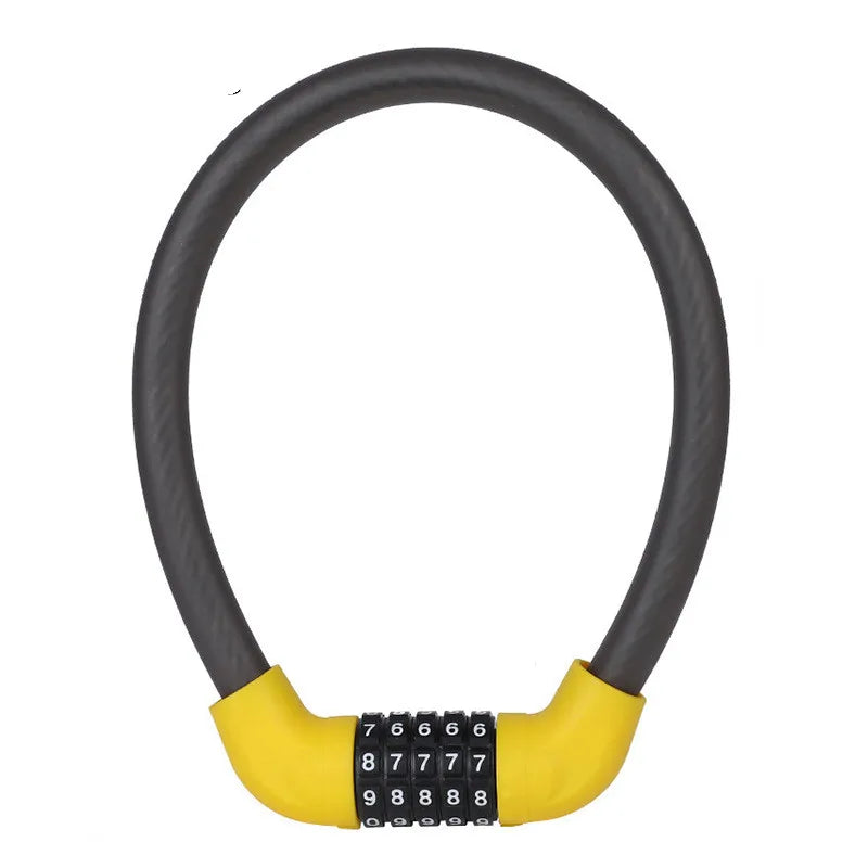Alloy Lock Core Waterproof Rust Proof Thickened Steel Cable Five-digit Password Small Portable Worry-free Bicycle Lock