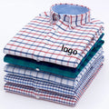 Men's 2025 Stand Collar Long Sleeve Formal Shirts Striped Pattern With Custom Logo Yarn Dyed OEM/ODM Season Autumn