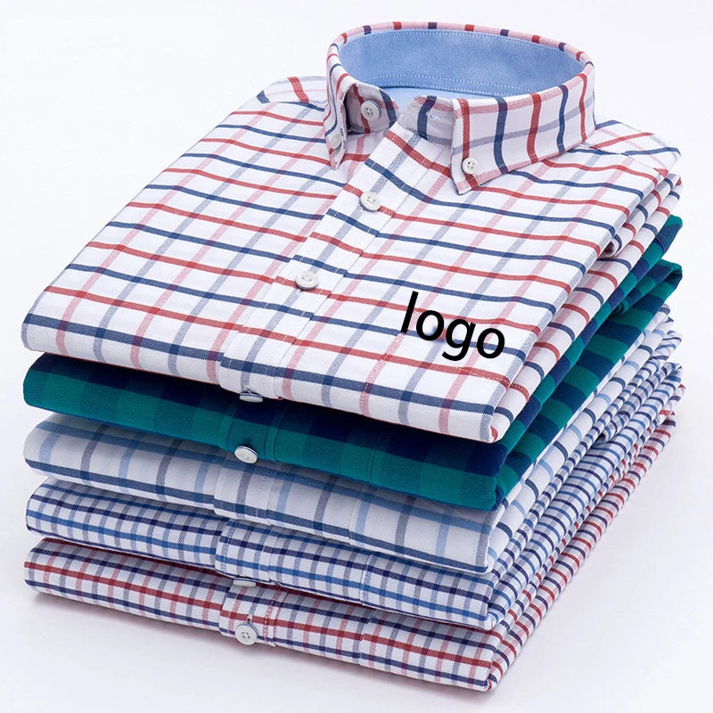 Men's 2025 Stand Collar Long Sleeve Formal Shirts Striped Pattern With Custom Logo Yarn Dyed OEM/ODM Season Autumn