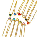 Hot Selling Customized Fashion Birthstone Heart Pendant Trendy Gold Plated Stainless Steel Link Chain Zircon Pendant Necklace