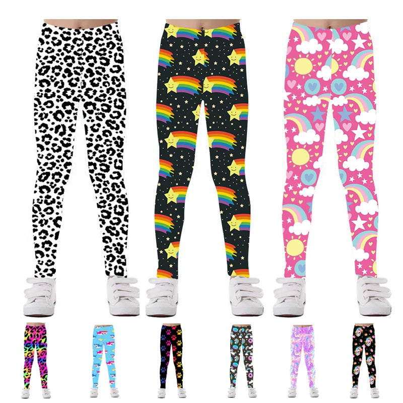 Wholesale Summer High Quality Thin Girls Star Rainbow Printed Legging Children's Leggings