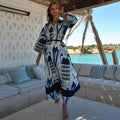 Kaftan Vacation Robe Rayon Dresses Retro Print Beach Cover ups