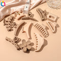 QIYUE 12 Shape Simple Brown Plastic Hair Claw Clip Factory Cheap Hair Accessories