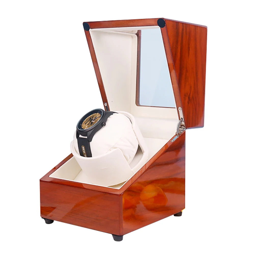 Wholesale Luxury Protective Automatic Lacquer Wood Watch Winder Box 1-Slot Motor Display with 1-Watch Storage Display Case
