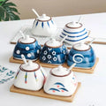 Japanese Style Ceramic Household Kitchenware Spice Jar Seasoning Pot Set