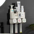 3 Cups Free Punching Toothpaste Squeezer and Cup Rack with Toothbrush Holder Corner Bathroom Rack