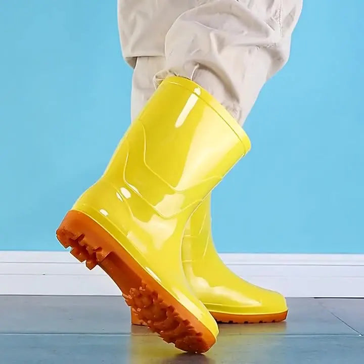 High Top Plus Velvet Sanitary White Food Factory Kitchen Work Boots Adult Men's Rain Boots Labor Protection Shoes Non-slip New