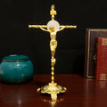 HT Wholesale Custom Church Decoration Religious Jesus Church Catholic Fashion Metal Craft Base Standing Jesus Crucifix Cross
