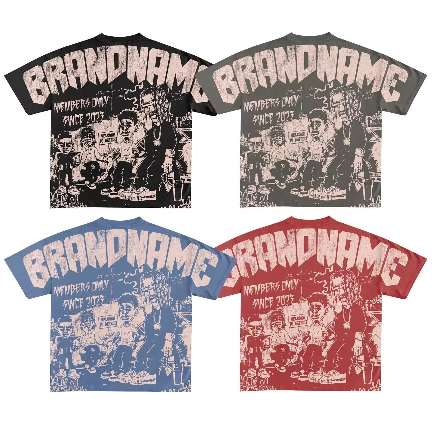 Custom Men's Vintage Boxy Fit Graphic T-Shirt 100% Cotton Heavyweight O-Neck Cropped Screen Print Oversized Knitted T-Shirt