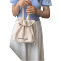 Wholesale Women Eco-Friendly Recycled Handle Cotton Blank Canvas Custom Logo Printed Shopping Drawstring Tote Bag