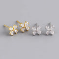 Cute Design S925 Sterling Silver Flower Fresh Lucky Grass Stud Earrings 925 Silver Jewelry for Women Girl Gift EH1472