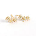 Women Fine Jewelry 18k Gold Plated clear Zircon Pave 925 Sterling Silver Flower Climber Earrings Wholesale