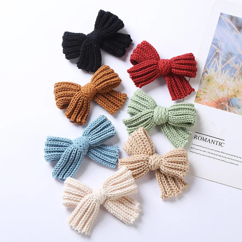 Wholesale Knitted Hair Bow Clips for Kid Bow Hairpin Girl Clips Hair Accessories Knit Hair Clip