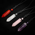 Bestselling Hexagon Cut Bullet Pendant Necklace Natural Rose Quartz Amethyst Crystal Gemstone Carved Engraving Technique