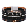 DHJ00212 Fashion Multi Layer Leather Bracelet Women Star Bracelet Magnetic Buckle PU Leather Bracelet