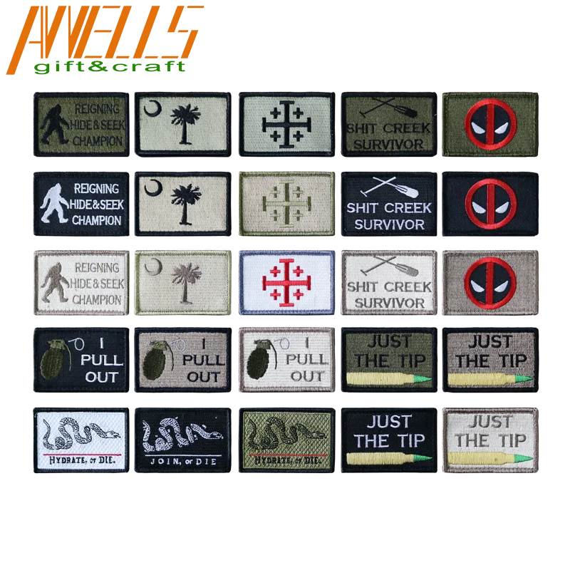 2" X 3" Tactical With 100% Embroidered Patches Hook & Loop Pirate Flag 1776 Patriot Tactical Embroidery Patch