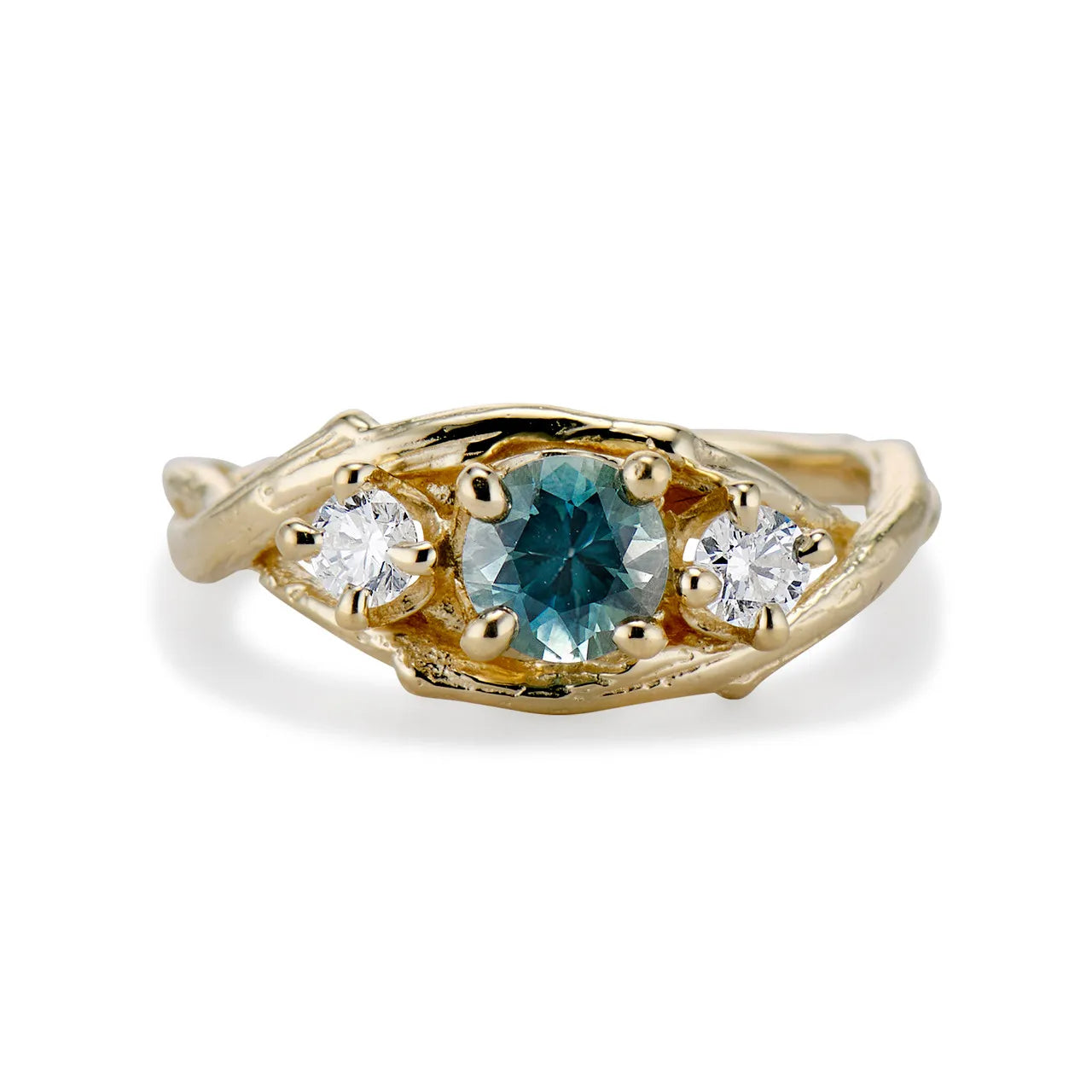 Montana Sapphire Three Stone Ring Two and Three Weeks Shipping Organic September Birthstone Earth Ring