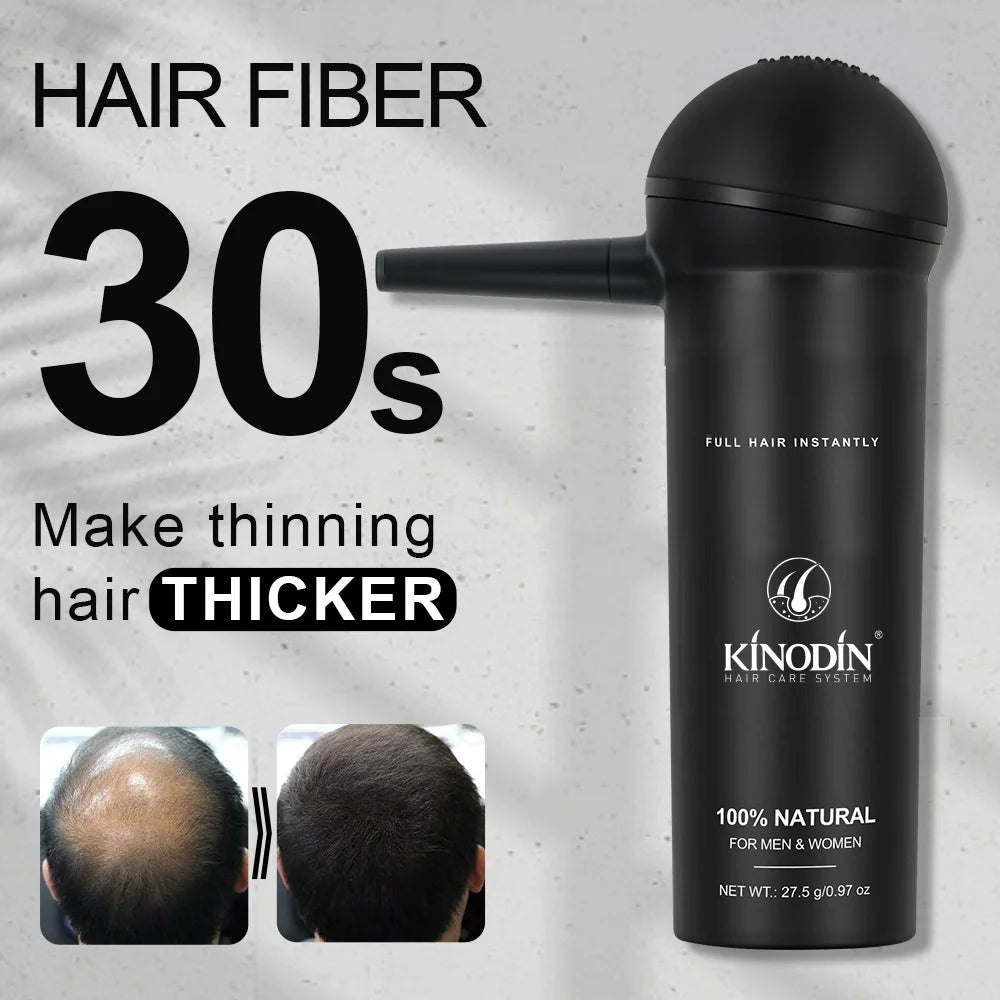 Private Label Dark Brown Grey White Kit Hold Micro Thick Solution Keratin Comb Pump Powder Spray 27.5g Hair Building Fibers
