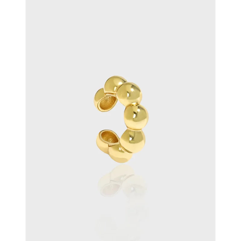 925 Sterling Silver Bead Clip on Earrings Non-piercing 18K Gold Earrings Women Fashion Jewelry Ear Cuff Earrings