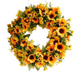 50cm Artificial Sunflower Summer Wreath Decorative Flower Wreath With Yellow Sunflower and Green Leaves for Front Door