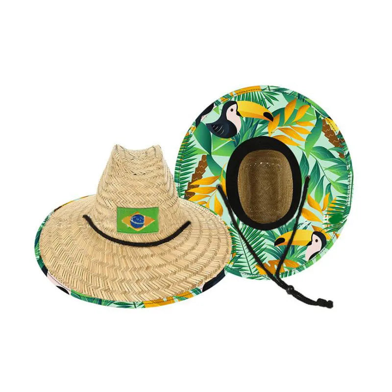 2021 Custom Made Summer Sunshade Unisex Beach Surf Toddler Lifeguard Straw Hat Wholesale