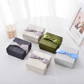 Bowknot Jewelry Box for Rings Earrings Necklaces-Customizable Size & Shape Embossed/Debossed Logo Paper Storage & Gift Packaging