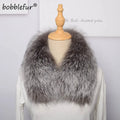 MWFur Fluffy Neck Warmer Silver Fox Fur Collar for Men Winter Men Coat Silver Fox Fur Collar Winter Women
