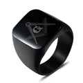 Fashion Masonic AG Stainless Steel Ring Jewelry Personalized Vintage Titanium Steel Men's Square Ring