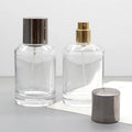 High Quality   50ml Empty Cylinder Perfume Glass Bottle  Crimp Parfum Glass Bottles with SIlver Cap