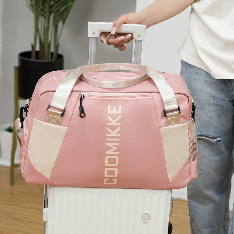 Custom for Pink Sports Gym Duffle Bag for Women New Fashion Travel Bag with Shoe Compartment for Yoga Sports Waterproof Hand Lug