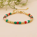 Go2boho New Christmas Day Design Boho Cute Waterproof Gold Beaded Bracelets Imitation Pearls Stretch Fashion Jewelry for Women