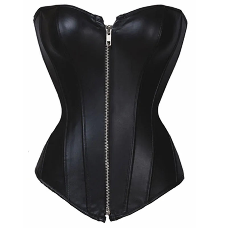 Shapewear Foreign Trade Palace Corset Waist Punk Shapewear Belly Control Imitation Leather Zipper Underwear