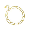 European Style Simple Gold Plated Titanium Steel Rectangle Chain Bracelet Stainless Steel Paperclip Bracelet for Gifts Parties