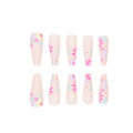 Y-128 0-10-size French ABS Ballet Artificial Press on False Nails Temooi Brand Spring Design with Flowers for Finger Application
