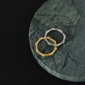 Trending Jewelry High End Tarnish Free Stainless Steel Bamboo Ring Korean INS Style PVD 18k Gold Plated Women's Finger Ring