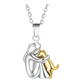 Pet Lover Jewelry 925 Sterling Silver Gold Plated&Rhodium Plated Girl Hug Animal Dog Necklace