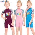 2022 DIVE&SAIL Wholesale Printed Kids Swim Wear One Piece UV Protection Rash Guard Girls Short Sleeve Swimwear