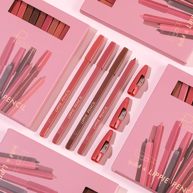 Pudaier New Smooth 12 Colors Lip Pencils Set Wholesale Cosmetics Matte Long Lasting Lipliner Pencil Waterproof Makeup MegaBDM