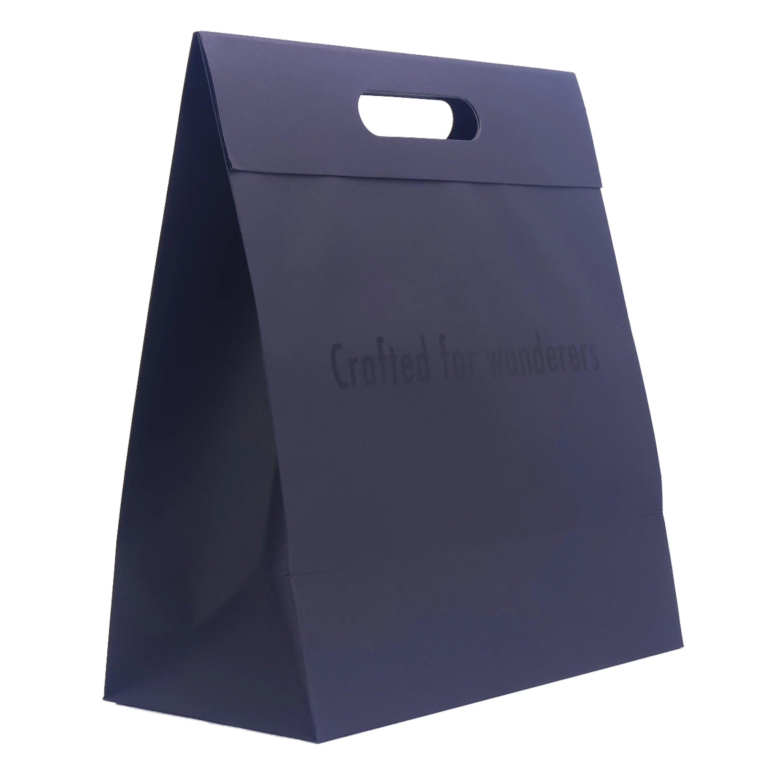 Custom Luxury Die-cut Handle Shopping Packaging Perfume Cosmetic Beauty Black Gift Hot Sale Cheap Flat Handle Kraft Paper Bag
