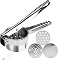 Professional Manual Heavy Duty Kitchen Tool Press Potato Masher Ricer Stainless Steel with 3 Removable Interchangeable Discs