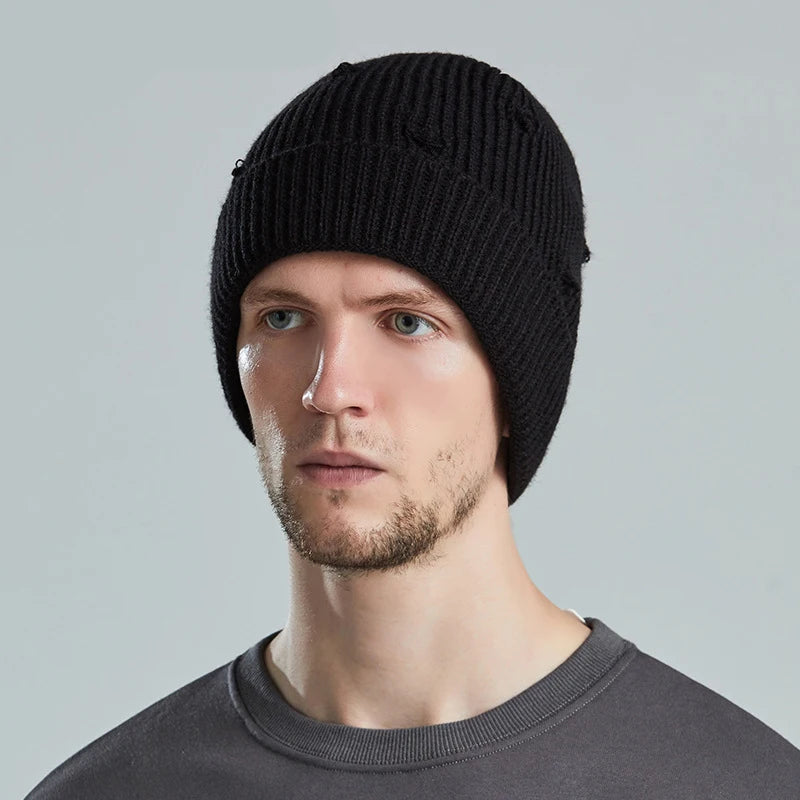 Trendy Distressed Winter Warm Snow Ski Vintage Skull Men Women Hats